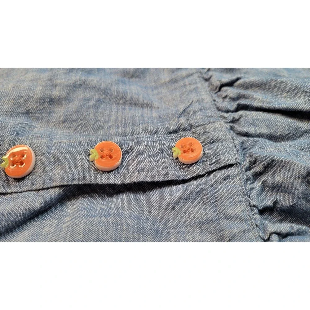 Gymboree Autumn Adventures Girls Pumpkin Chambray Denim Jumper Dress Size 6
